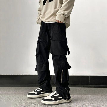 Aidase Men Trendy Cargo Pants Hip-Hop High Street Retro Japanese Style Multi-Pocket Casual Pants 2024 Spring And Autumn New Style aidase-shop